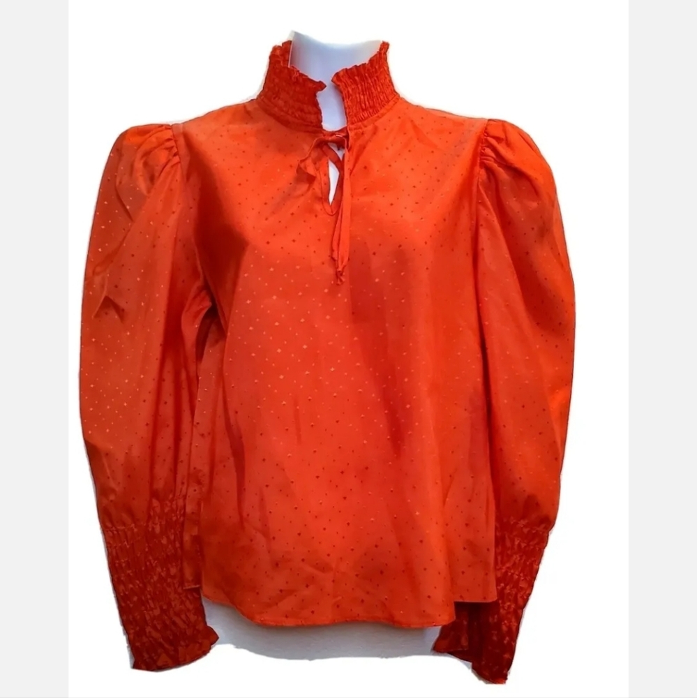 Vintage Thats It Red Blouse Shirt Puff Sleeve Womens Top